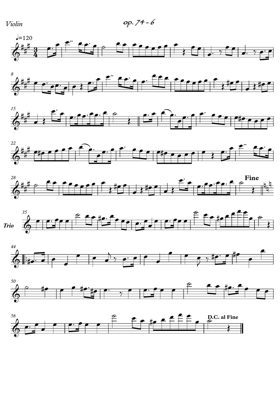 Easy Violin Guitar duets by Giuliani 74-6 String Duet scores gallery preview page 3