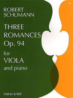 Book cover for Three Romances Op. 94 for Viola and Piano