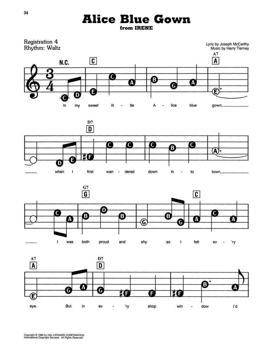 Alice Blue Gown Electronic Keyboard scores gallery preview page 1