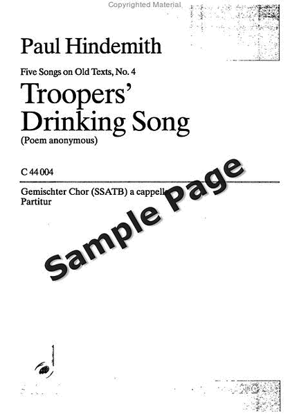 Hindemith Troopers Drinking Song Choral