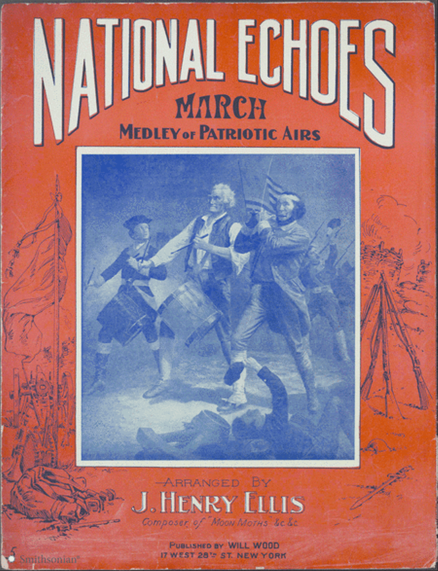 National Echoes March: Medley of Patriotic Airs Piano Solo scores gallery preview page 1