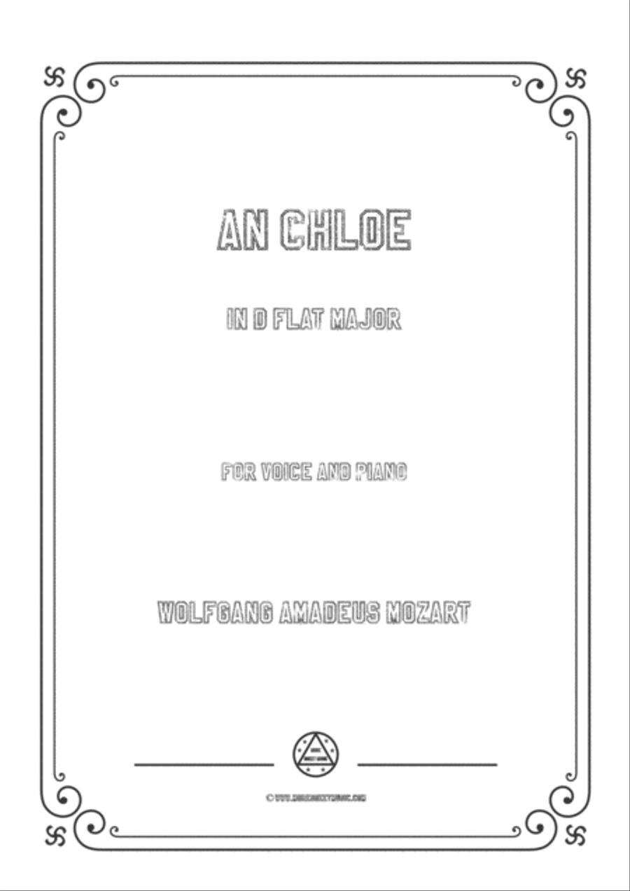 Mozart-An Chloe in D flat Major,for Voice and Piano Voice Solo scores gallery preview page 1