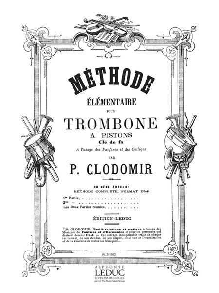 Clodomir Methode Elementaire Trombone A Pistons Book