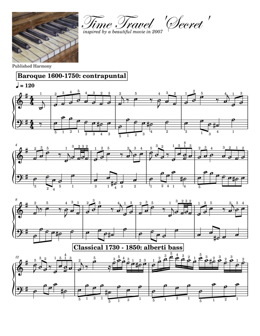 Time Travel Secret Piano Solo scores gallery preview page 1