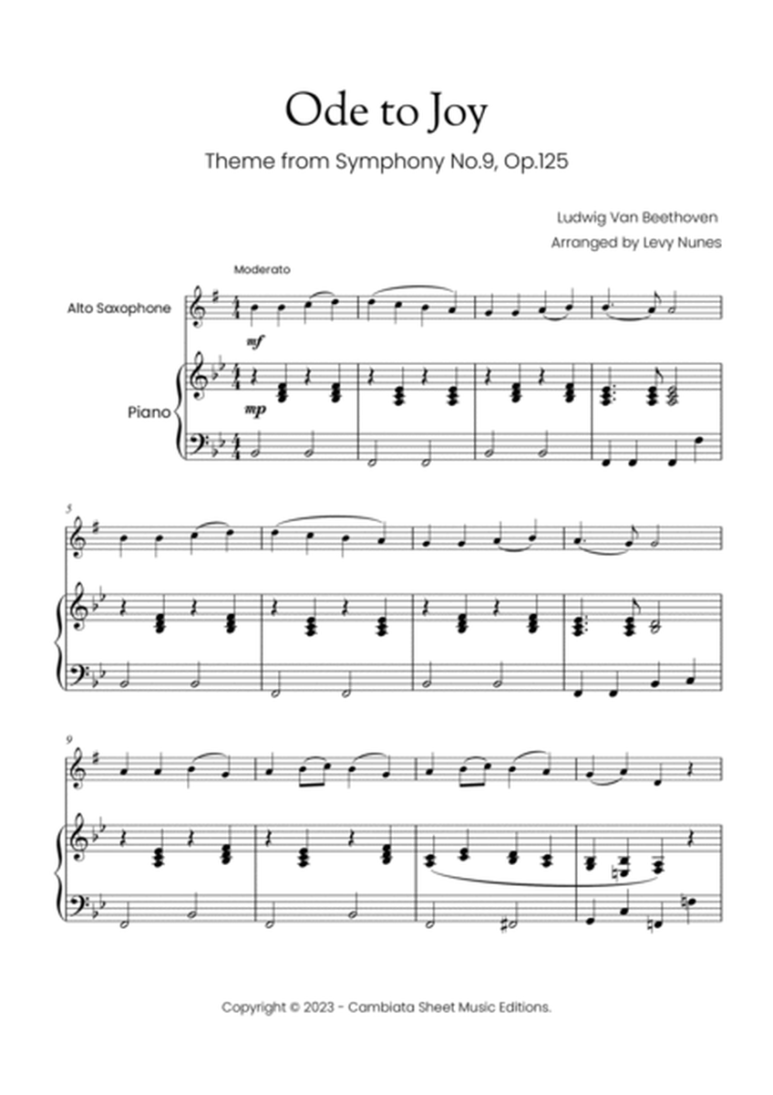 Ode To Joy - Solo Alto Sax and Piano accompaniment (Easy) image number null