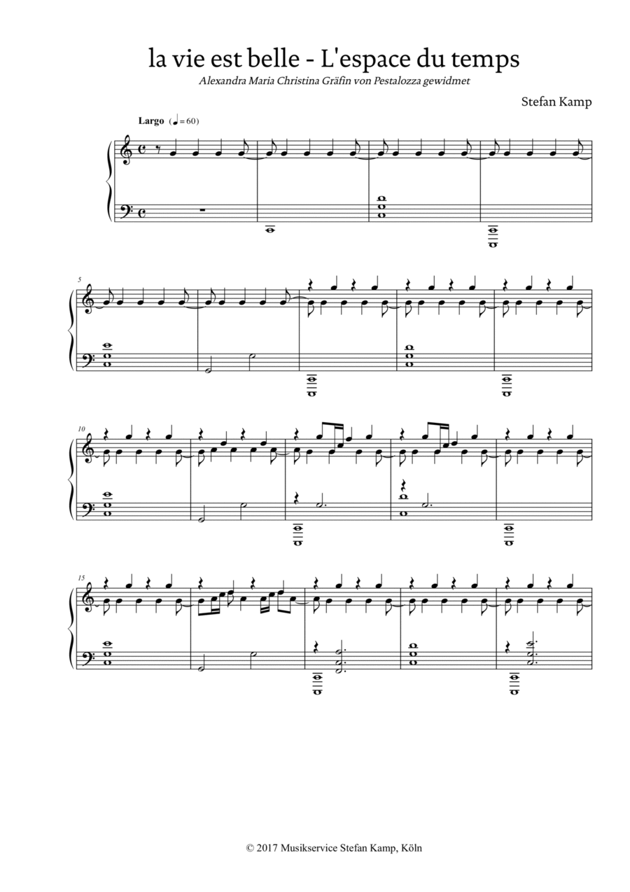 L'Espace du temps (La vie est belle) Piano Solo scores gallery preview page 1