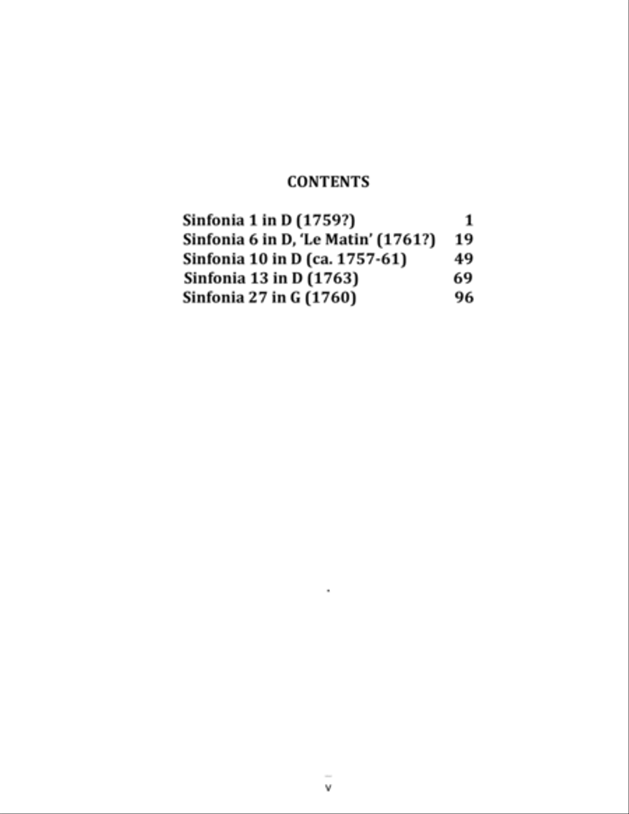 HAYDN SINFONIAS FOR STRING QUARTET 1, 6 (‘Le Matin’), 10, 13, 27 Score