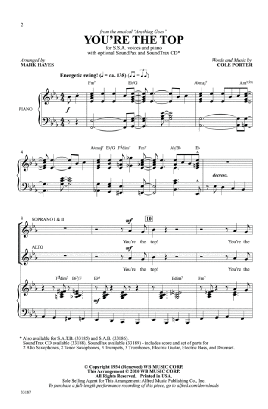 You're the Top You're the Top Women's Choir scores gallery preview page 2