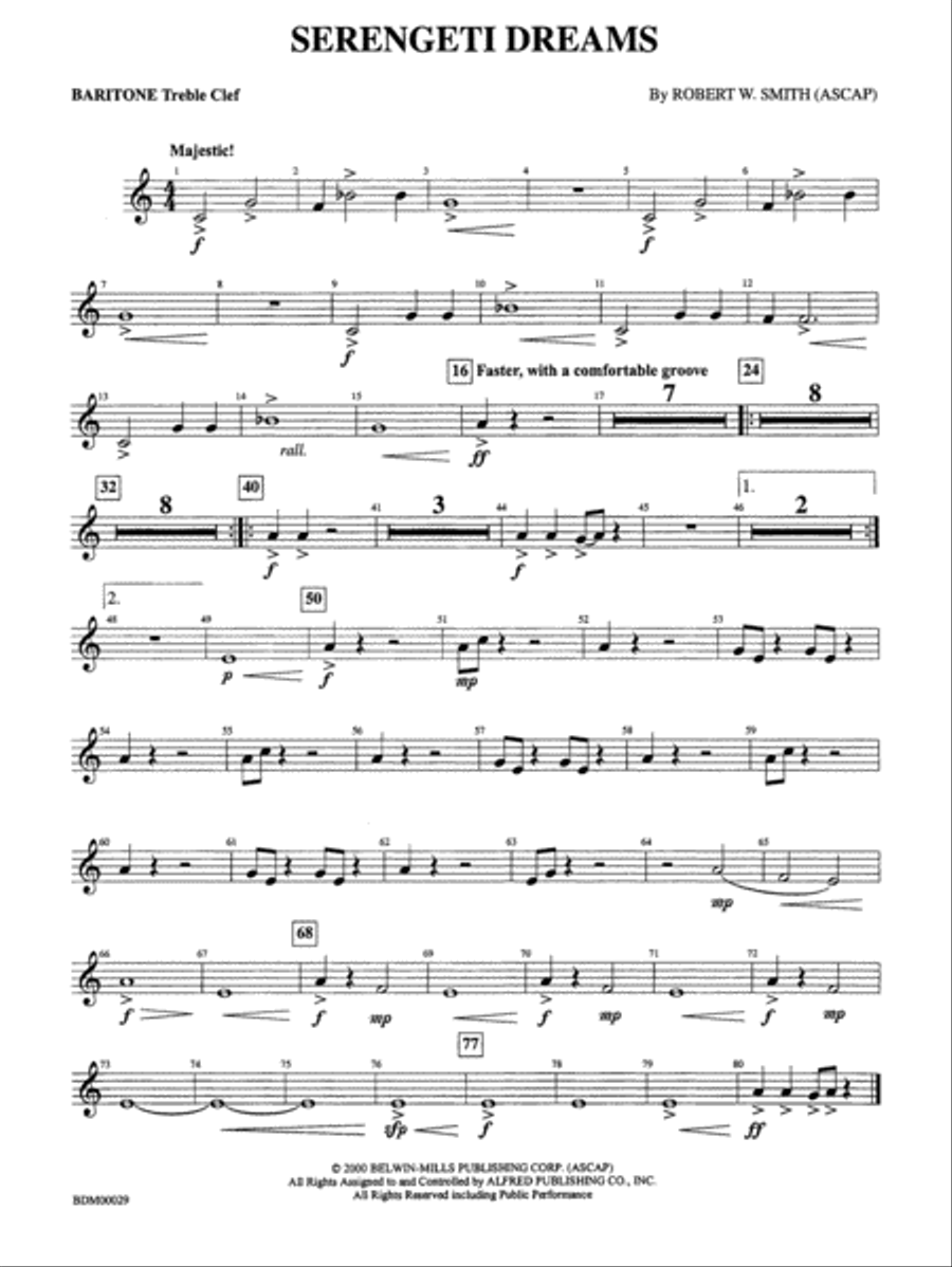 Serengeti Dreams: Baritone T.C. Concert Band scores gallery preview page 1