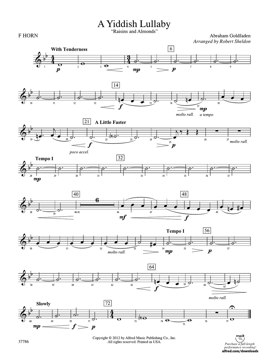 A Yiddish Lullaby: 1st F Horn