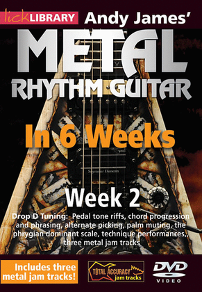 Book cover for Andy James' Metal Rhythm Guitar in 6 Weeks