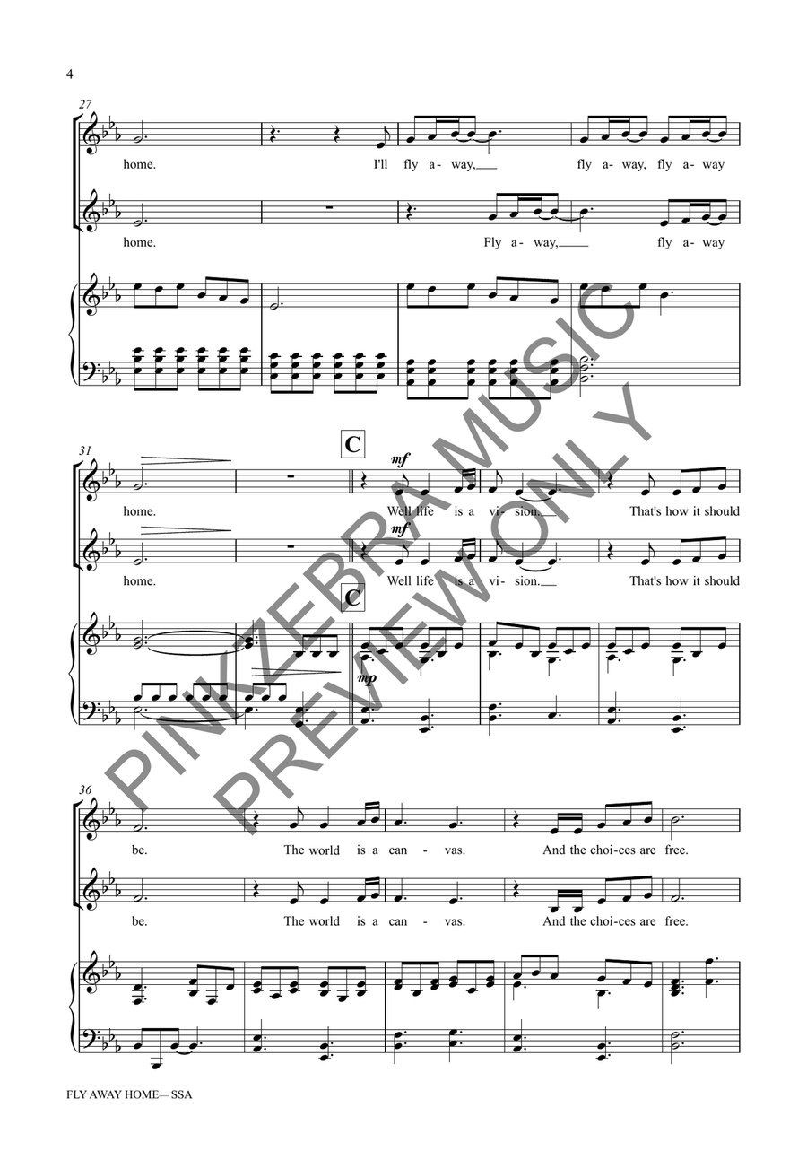 Fly Away Home (SSA) SSA scores gallery preview page 5