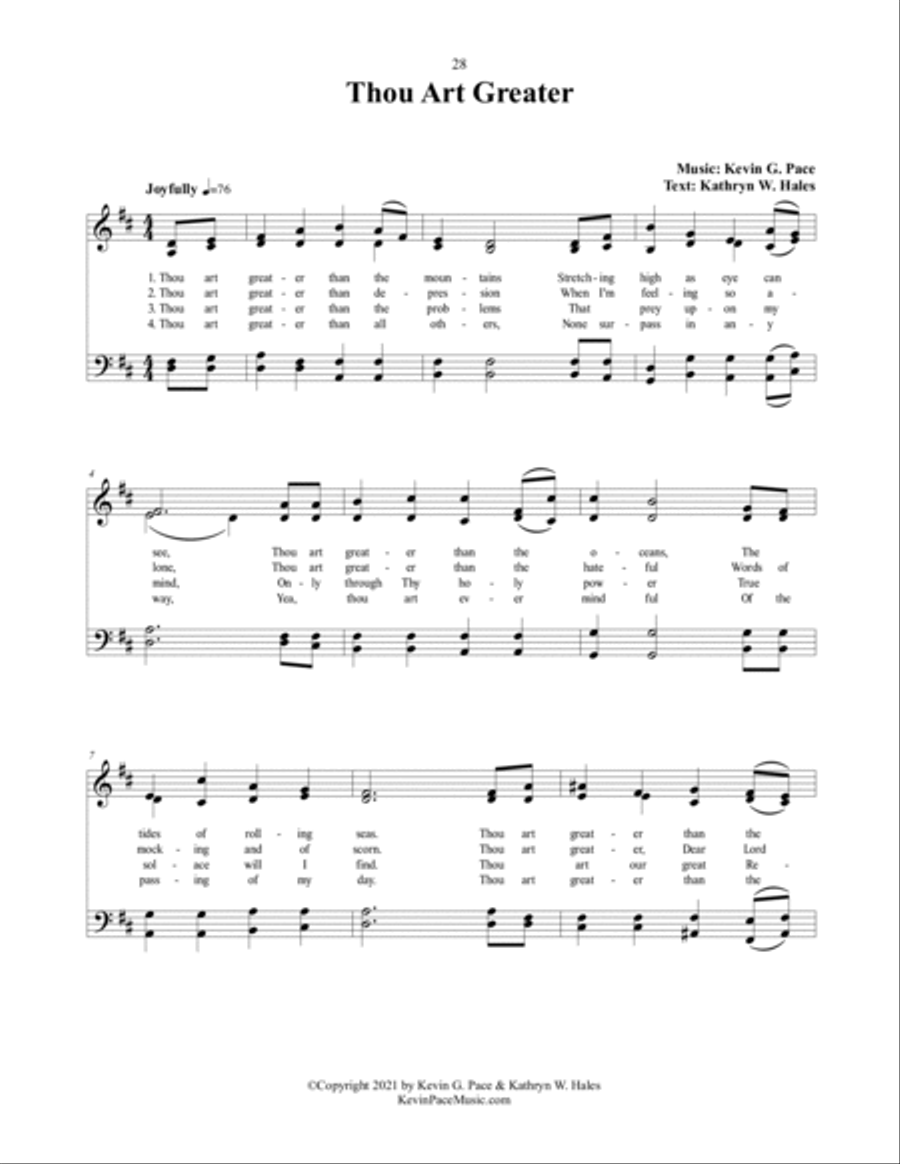Thou Art Greater, a sacred hymn 4-Part scores gallery preview page 2