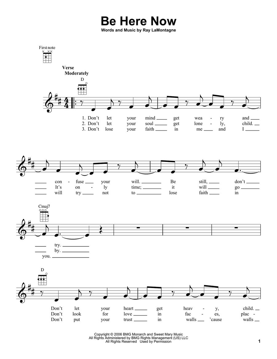 Be Here Now Ukulele scores gallery preview page 1