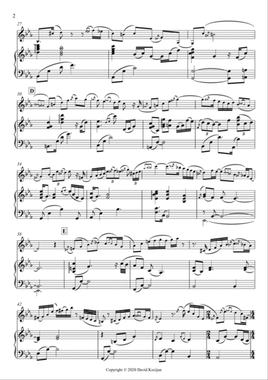 Menuet II from Cello suite No.1 (violin & piano) Piano Trio scores gallery preview page 2