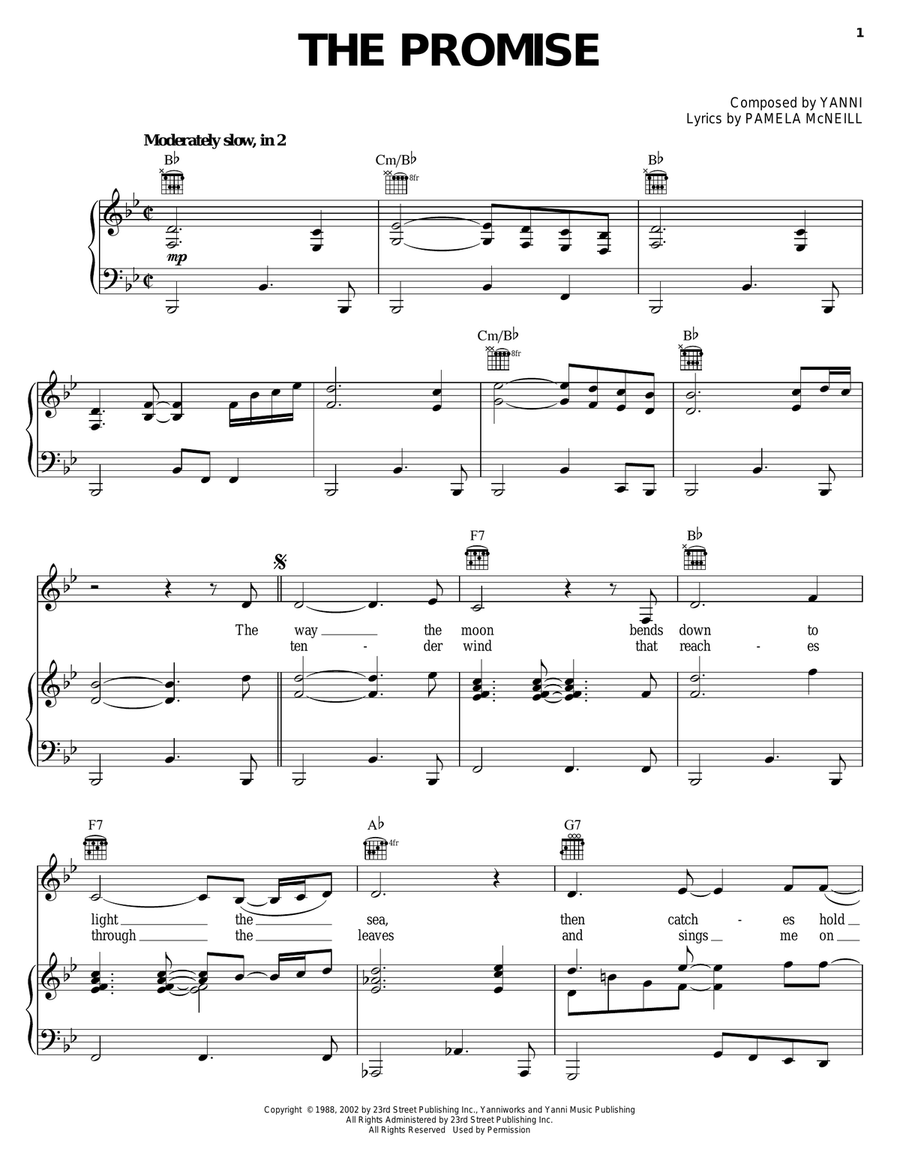 The Promise The Promise Piano, Vocal, Guitar scores gallery preview page 1