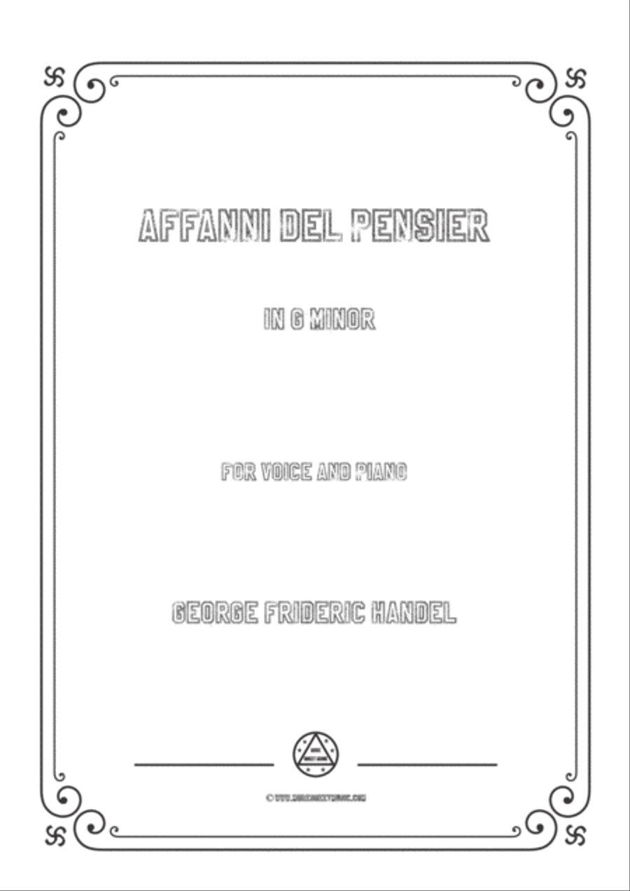 Handel-Affanni del pensier in g minor,for Voice and Piano Voice Solo scores gallery preview page 1