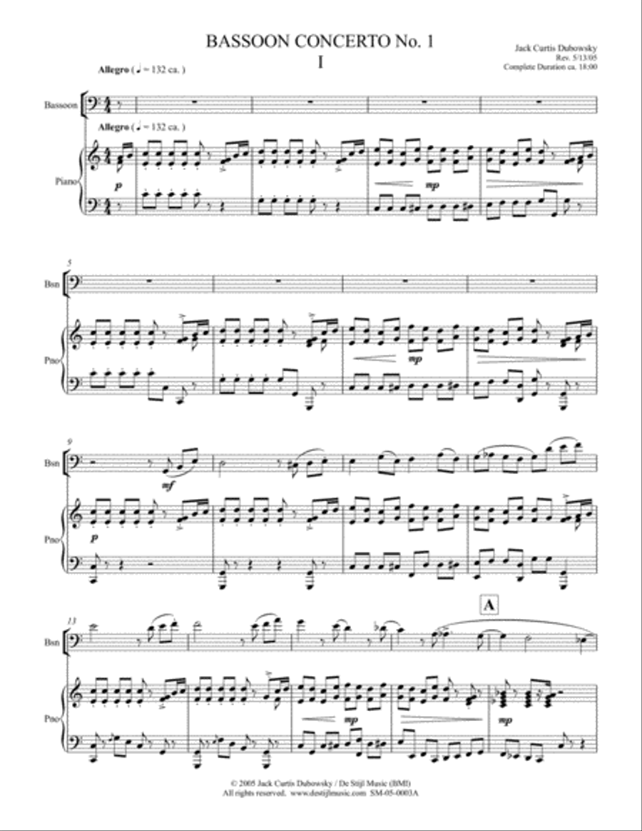 Bassoon Concerto No. 1 (Bsn/Piano) Bassoon Solo scores gallery preview page 3