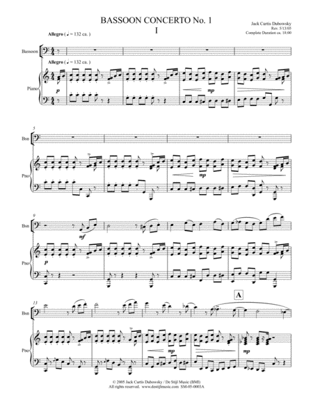 Bassoon Concerto No. 1 (Bsn/Piano)