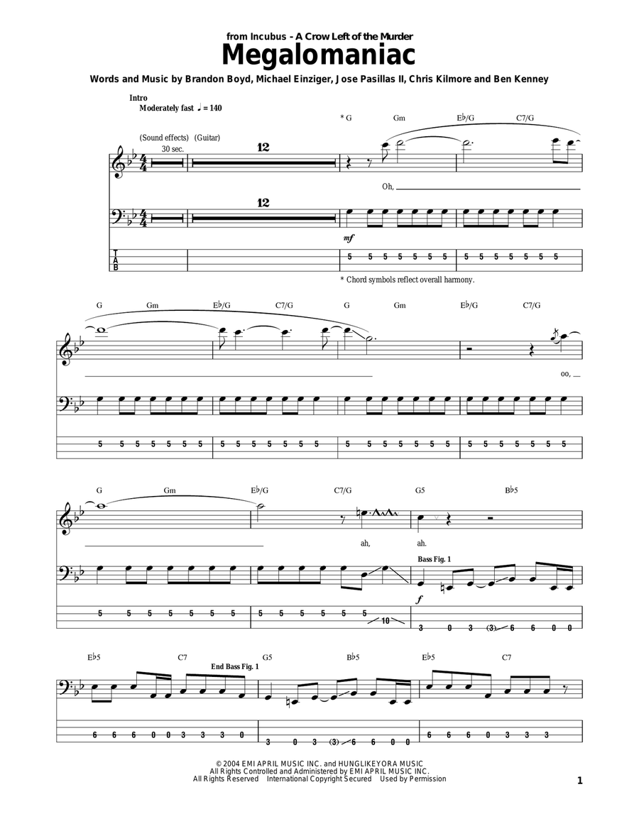 Megalomaniac Acoustic Guitar scores gallery preview page 1