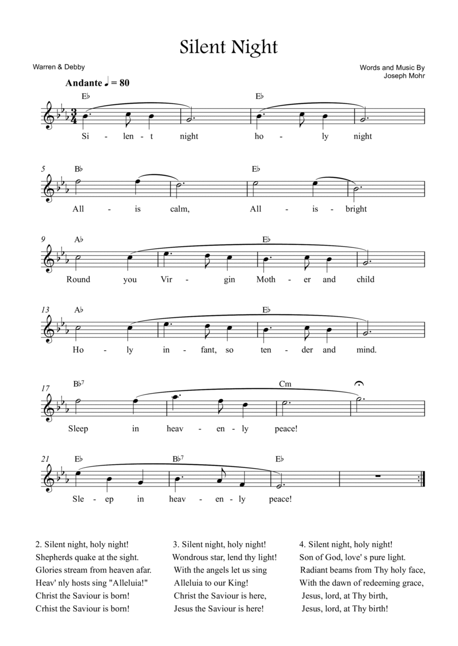 Silent Night Easy Piano scores gallery preview page 1
