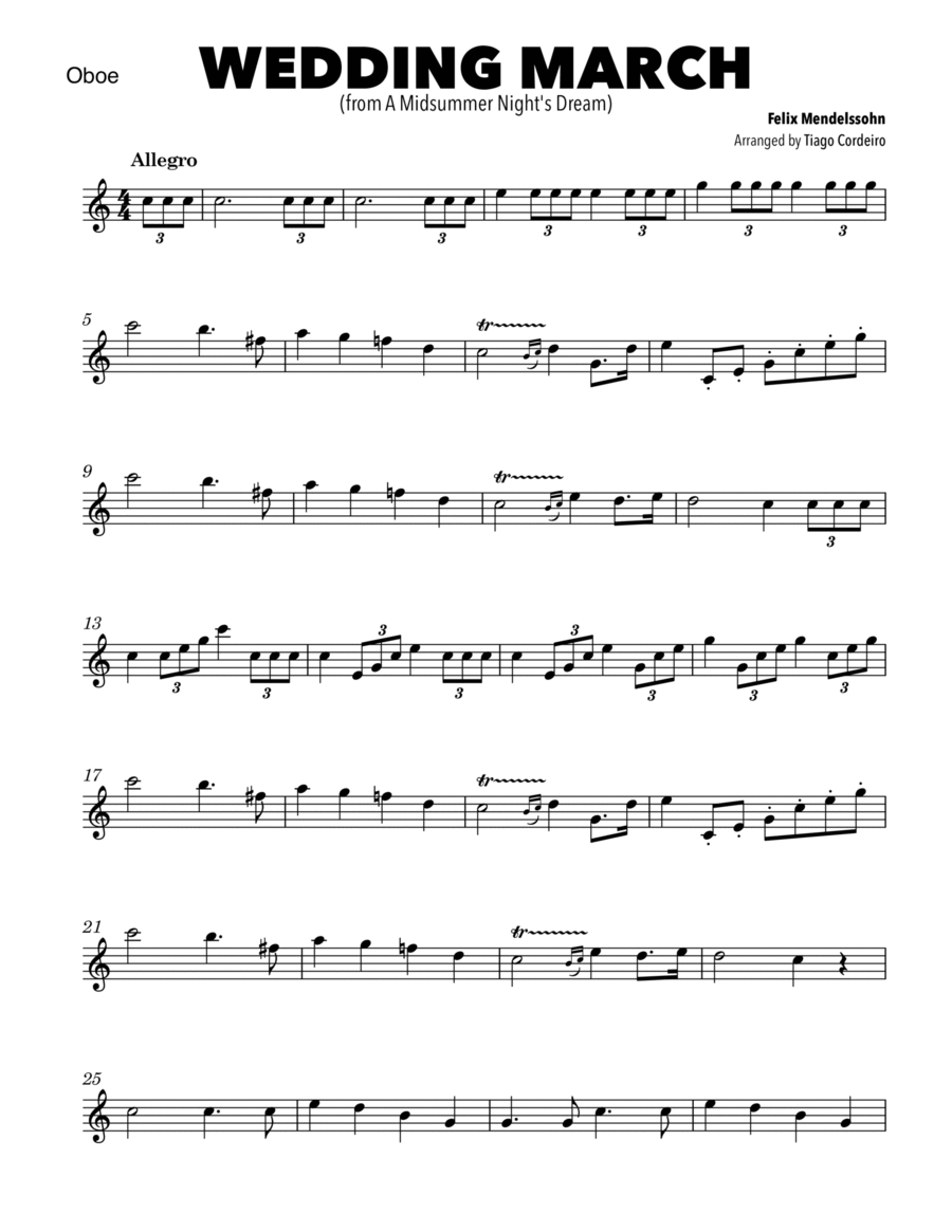 Wedding March Wedding March Oboe Solo scores gallery preview page 1