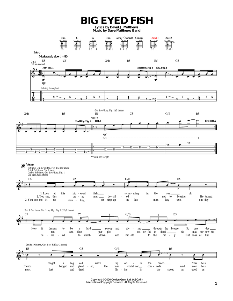 Big Eyed Fish Big Eyed Fish Acoustic Guitar scores gallery preview page 1