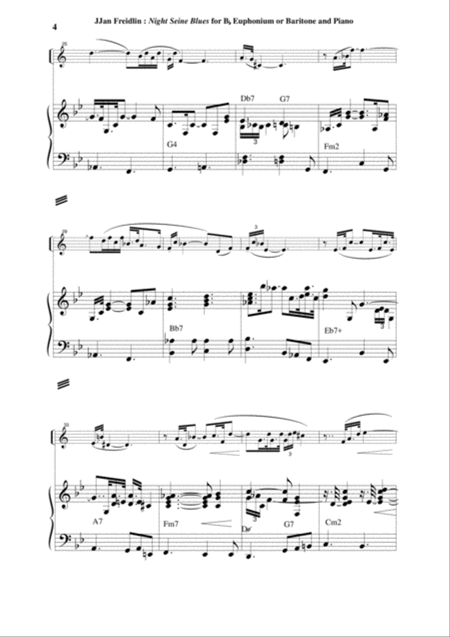 Jan Freidlin: Night Seine Blues for Bb euphonium or baritone and piano Baritone Horn scores gallery preview page 4