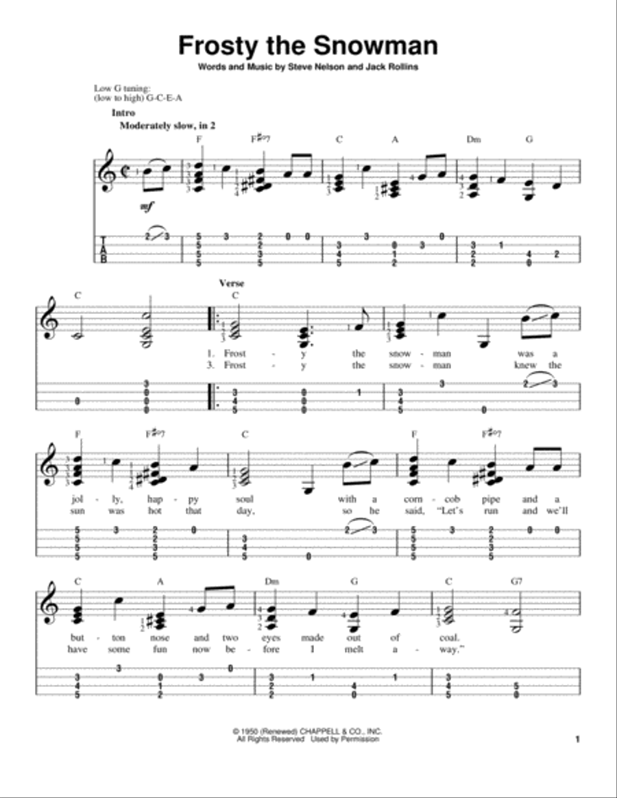 Frosty The Snow Man Ukulele scores gallery preview page 1