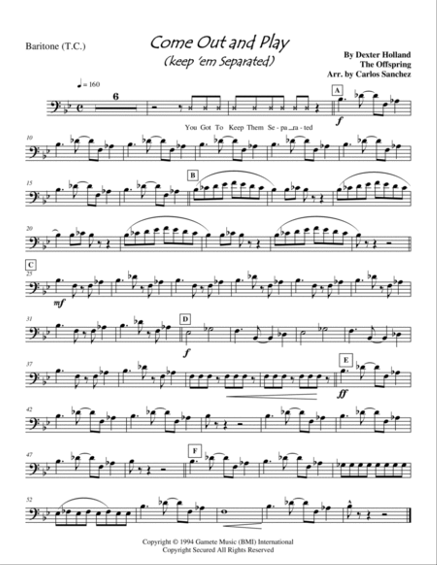 Come Out And Play (keep 'em Separated) Marching Band scores gallery preview page 6