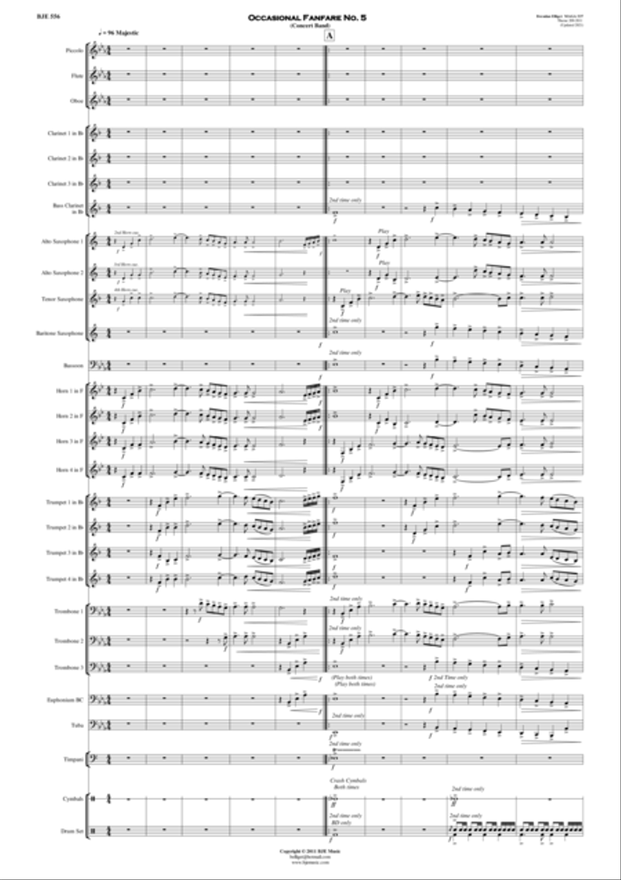 Occasional Fanfare No. 5 - Concert Band Score and Parts PDF Concert Band scores gallery preview page 2