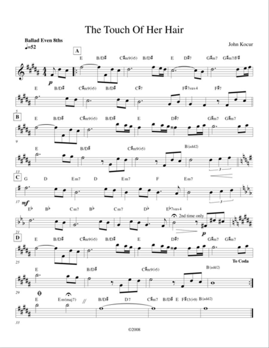 The Touch Of Her Hair Jazz Ensemble scores gallery preview page 1