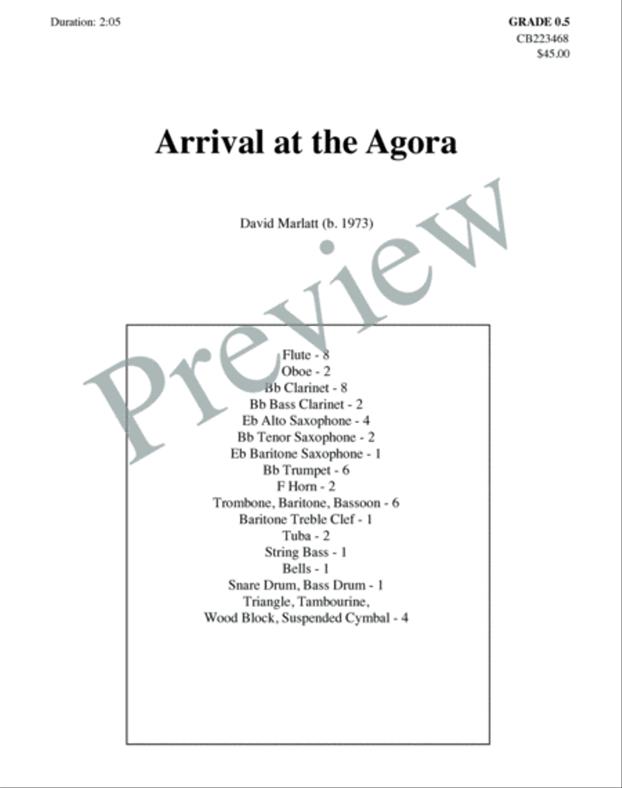 Arrival at the Agora Arrival at the Agora Concert Band scores gallery preview page 2