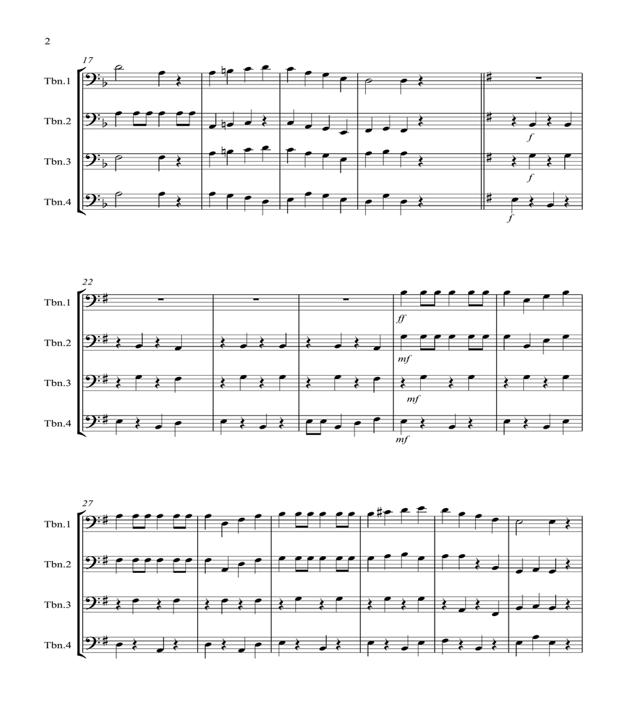 Drunken Sailor for Trombone Quartet image number null
