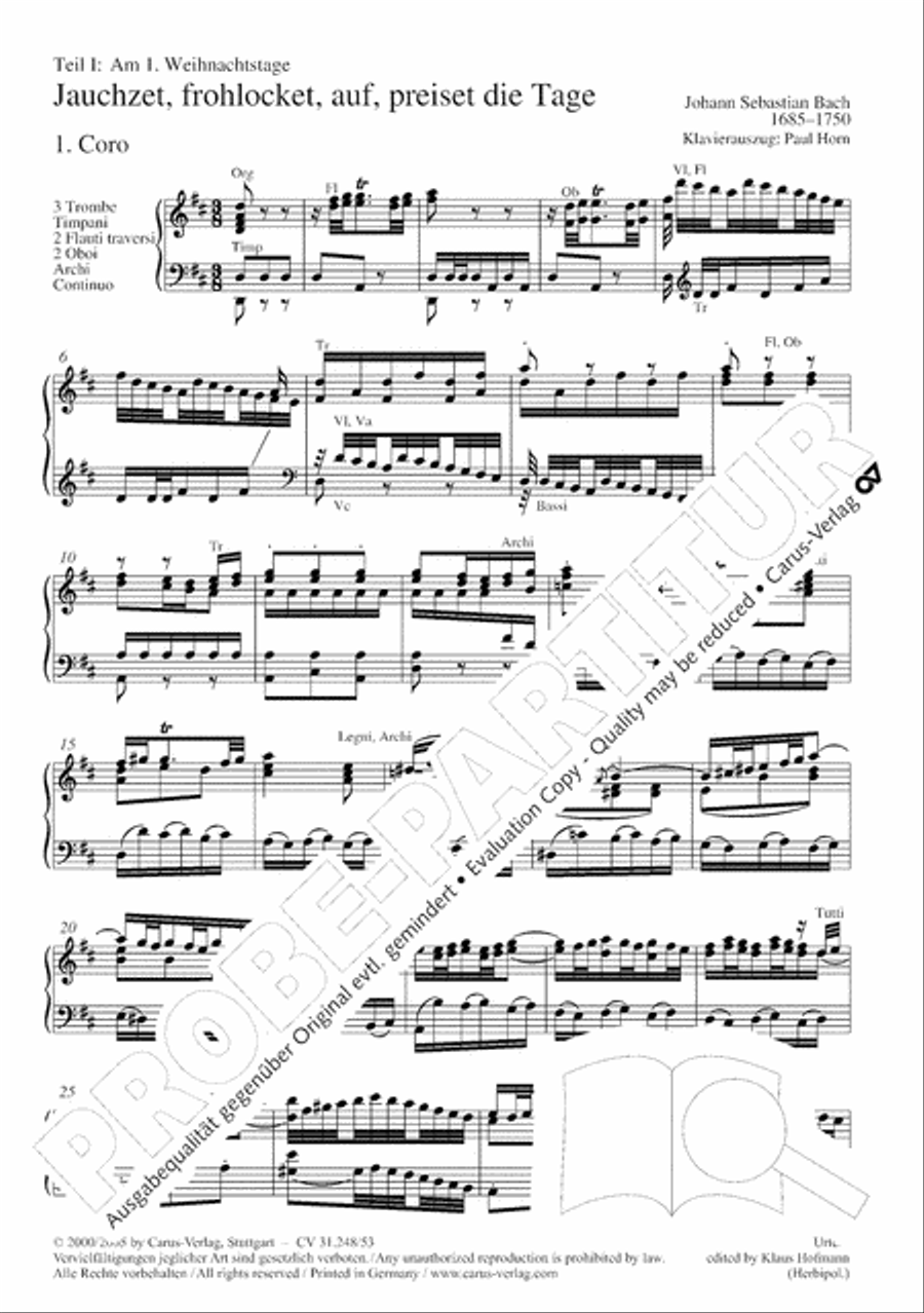 Christmas Oratorio, Parts I-VI (Weihnachtsoratorium, Teile I-VI) Voice scores gallery preview page 8