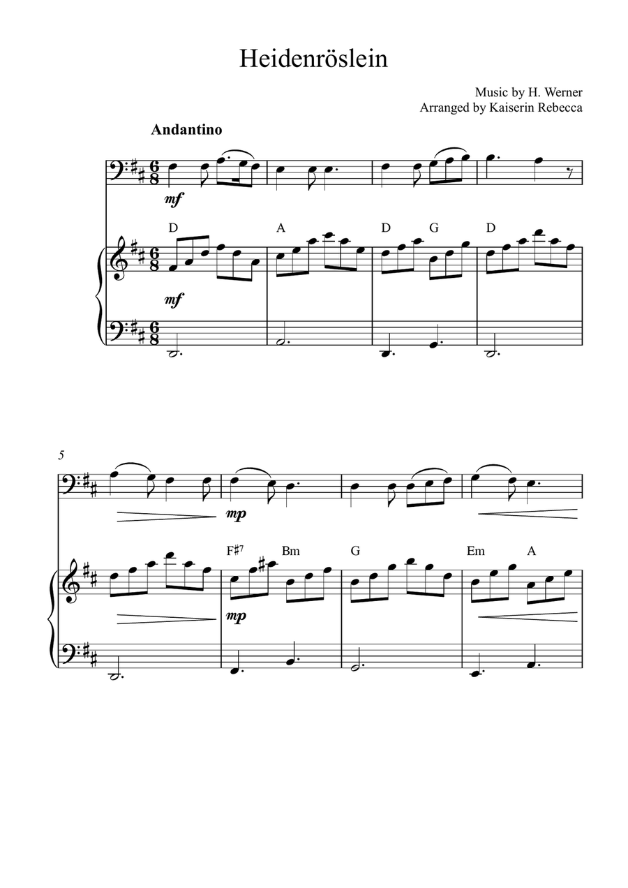 Heidenröslein Piano scores gallery preview page 1
