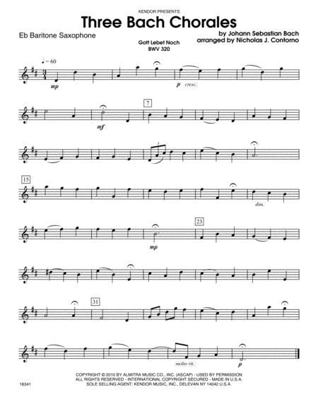 Three Bach Chorales - Baritone Sax