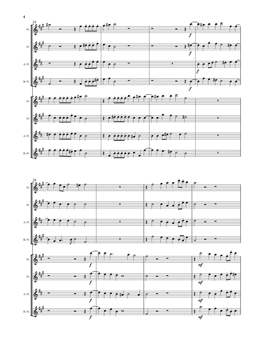 Buccinate in Neomenia Tuba (Blow the trumpet in the new moon) by Giovanni Croce for flute choir Flute Choir scores gallery preview page 4