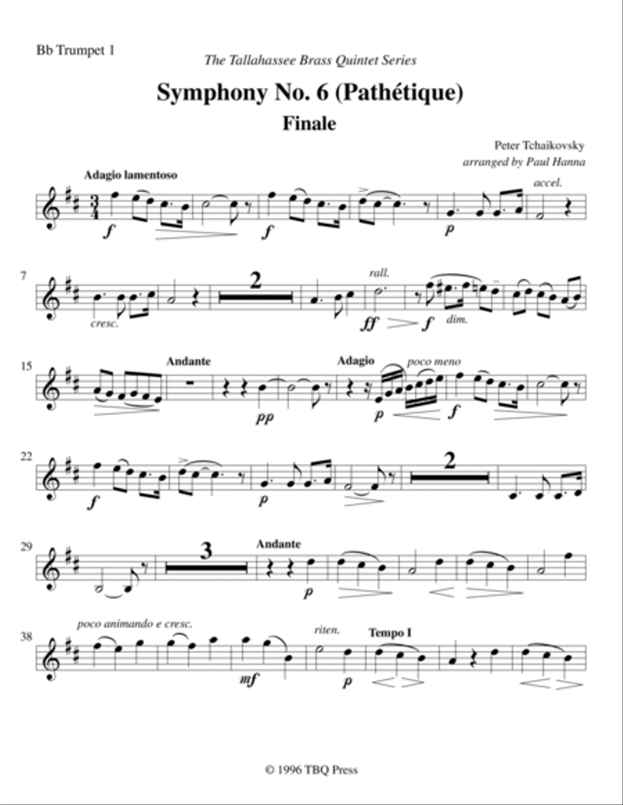 Finale from Symphony No. 6 (Pathétique) Brass Ensemble scores gallery preview page 2