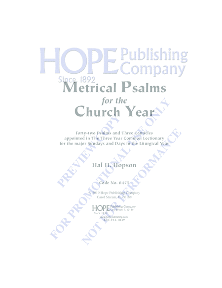 Metrical Psalms for the Church Year