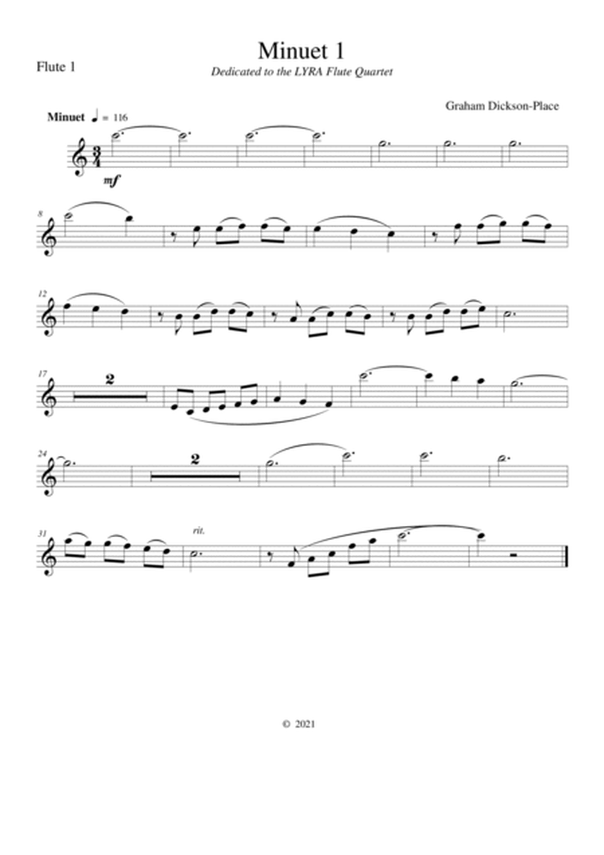 Minuet 1 - Flute Quartet - An original composition by Graham Dickson-Place image number null