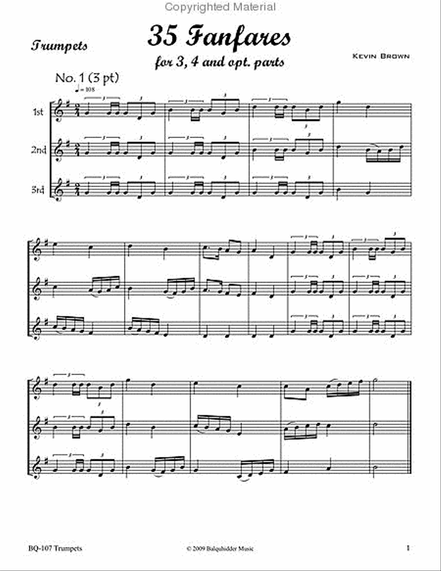 Thirty-Five Fanfares and Four Patriotic Songs Trumpet scores gallery preview page 2