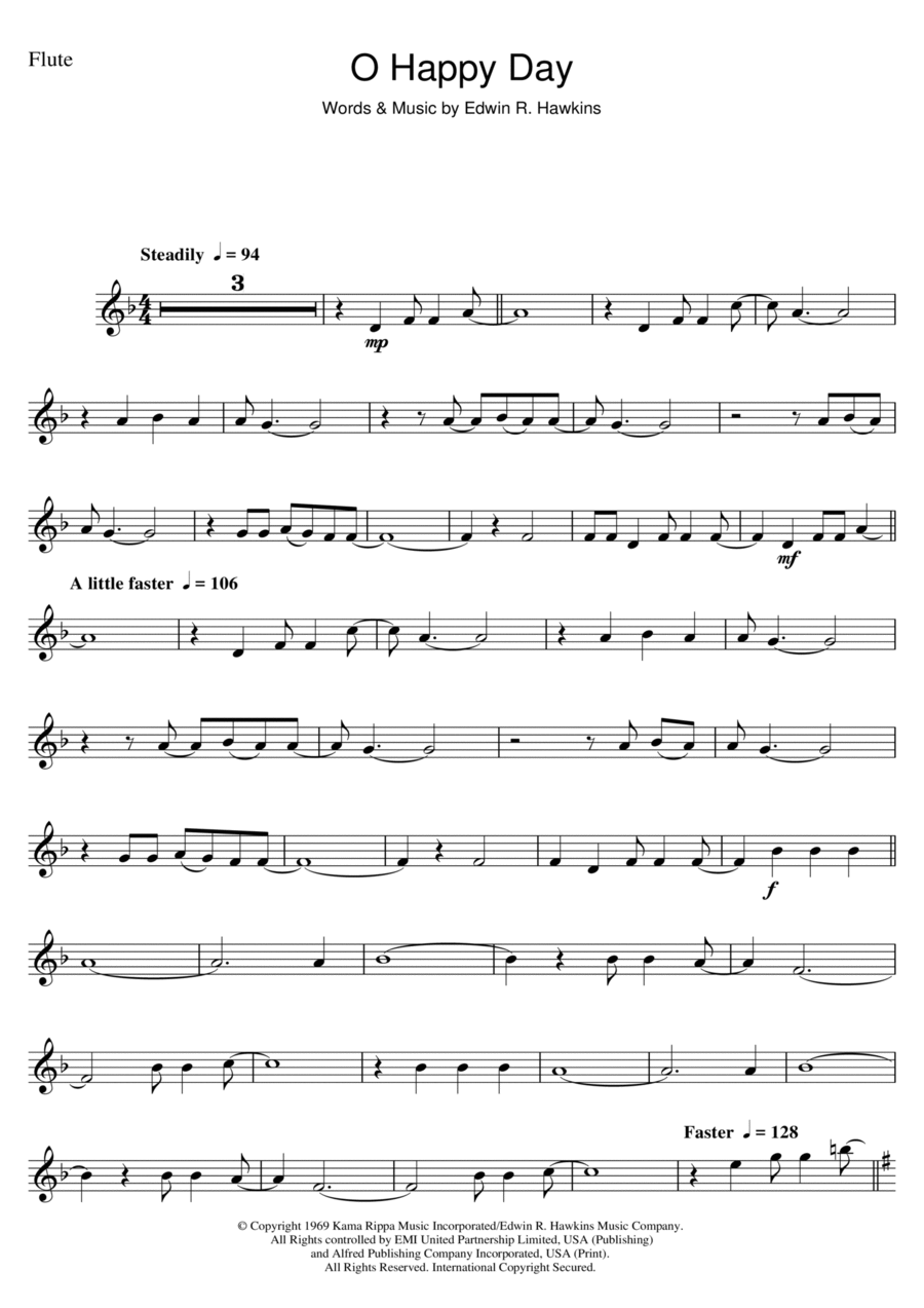 Oh Happy Day Flute Solo scores gallery preview page 1