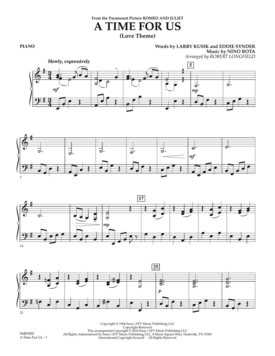 A Time For Us (Love Theme) - Piano Orchestra scores gallery preview page 1