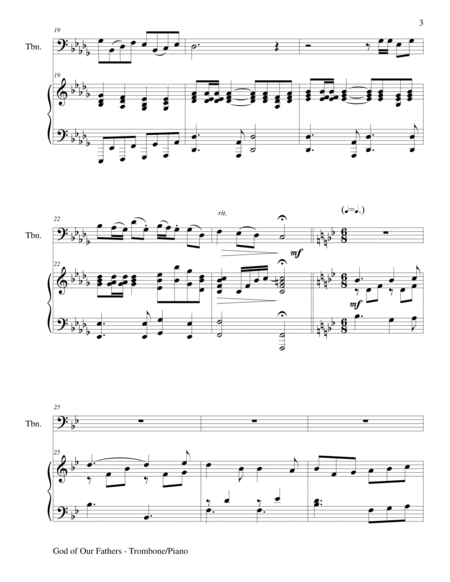 GOD OF OUR FATHERS (Duet – Trombone and Piano/Score and Parts) image number null
