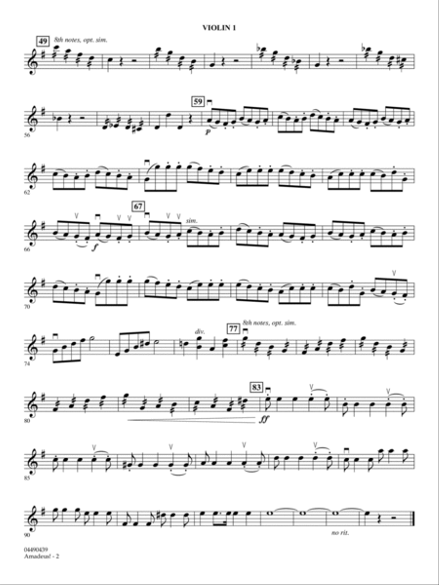 Amadeus! (arr. Jamin Hoffmann) - Violin 1 String Orchestra scores gallery preview page 6
