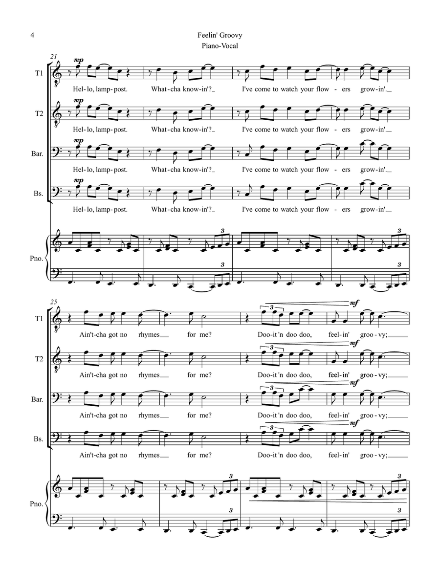 The 59th Street Bridge Song (feelin' Groovy) TTBB scores gallery preview page 4