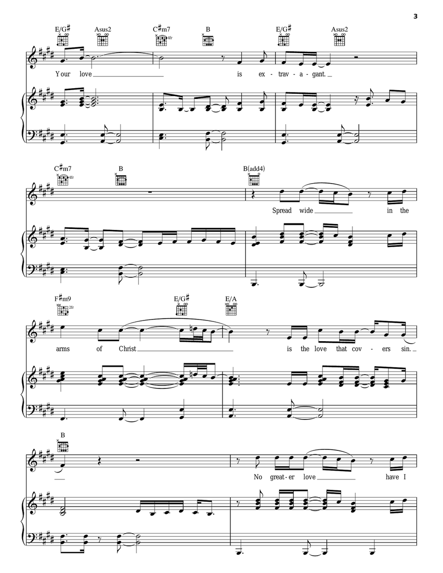 Your Love Is Extravagant Piano, Vocal, Guitar scores gallery preview page 3