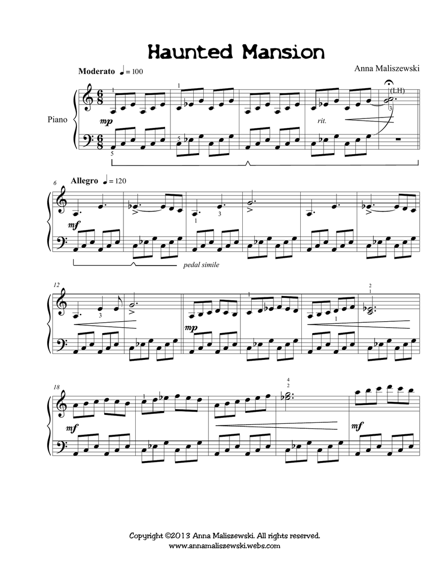 Haunted Mansion Piano Solo scores gallery preview page 1