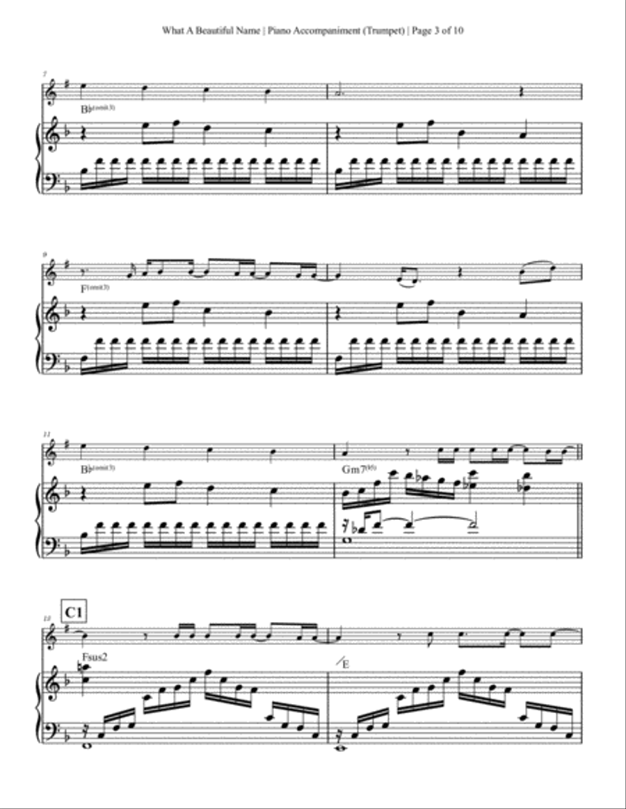 What A Beautiful Name Trumpet Solo scores gallery preview page 3